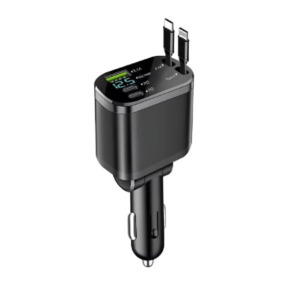 Cargador Carro Retráctil 5 En 1 Carga Rápida Usb Android-Iphone
